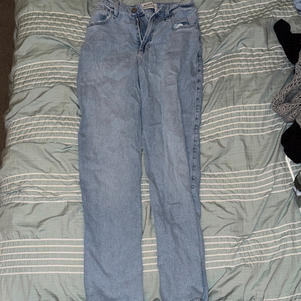 Hollister Light Blue Straight Leg Jeans 0 Short